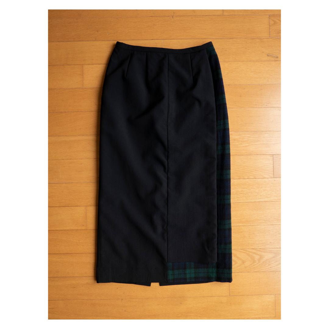 tricot COMME des GARCONS - 2 fabrics Skirt (Dark Navy x Tartan)