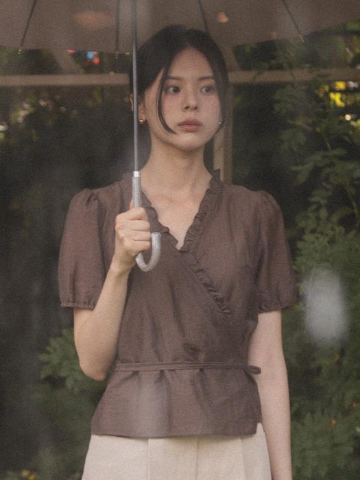 Frill wrap blouse TISU03BL04_Brown