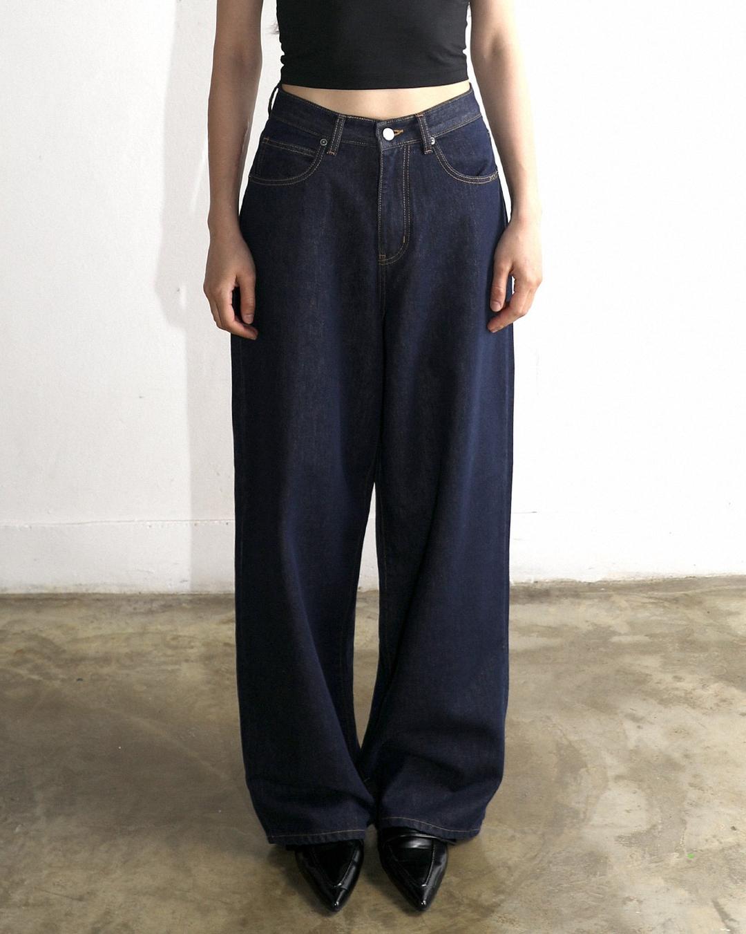 Metal Triclipse Nonfade Wide Fit Denim Pants Blue