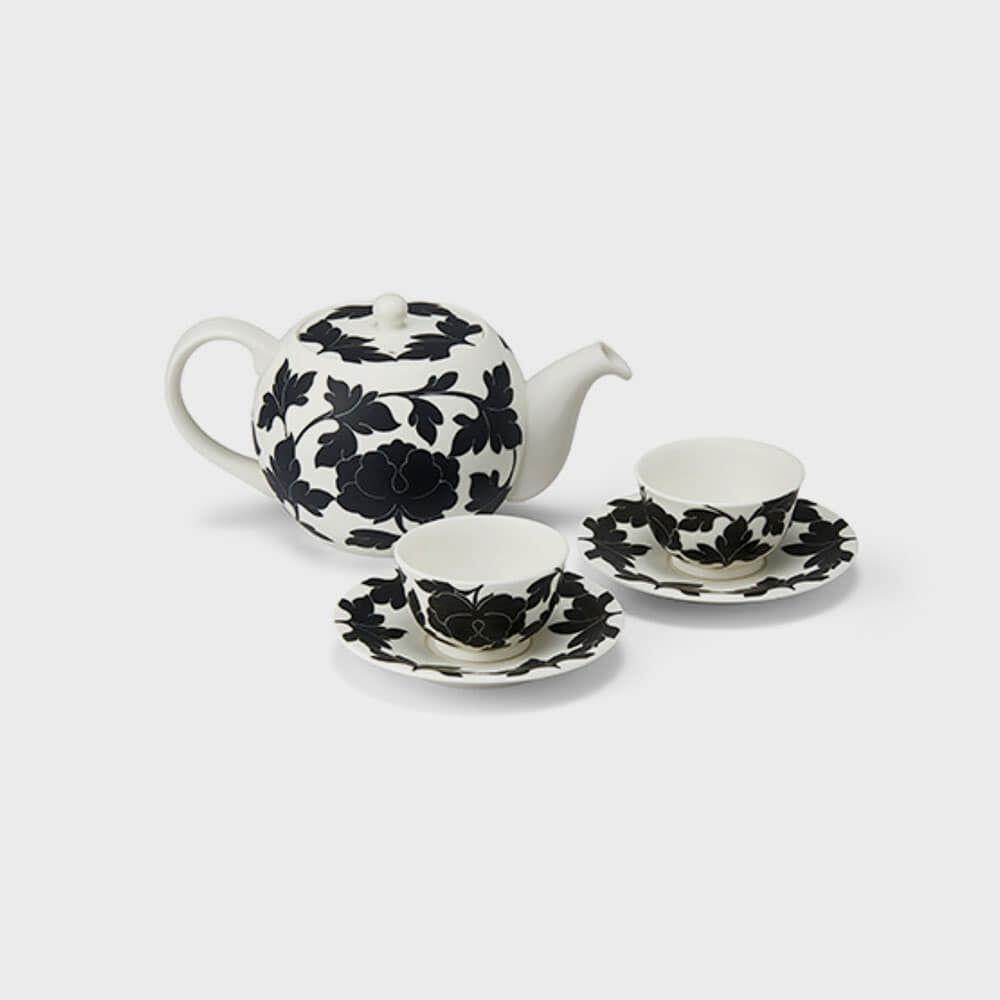 헤리티지 목단 현玄 2인 다관 세트 (6p)