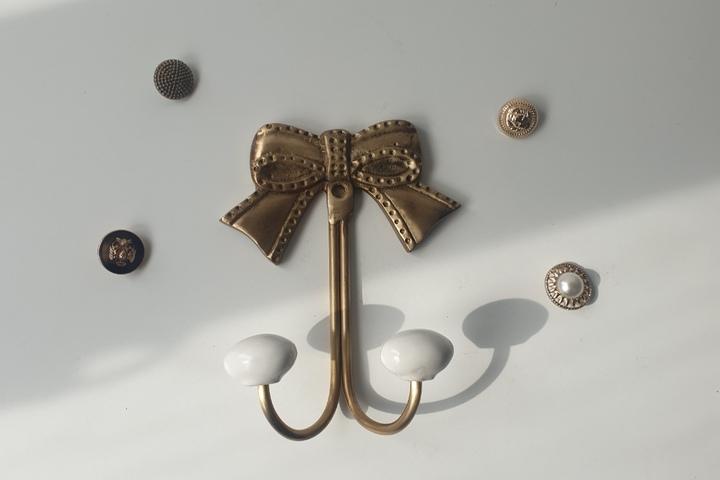 엔틱 앤틱 빈티지 골드 리본 벽장식 훅 후크 옷걸이