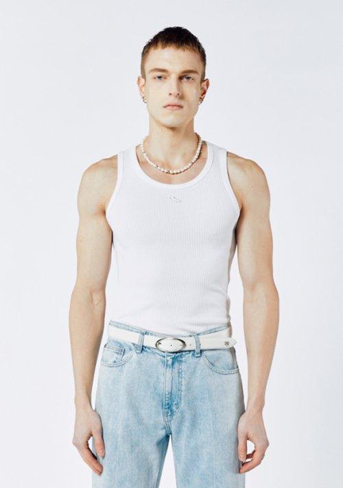 Logo Sleeveless Top - White