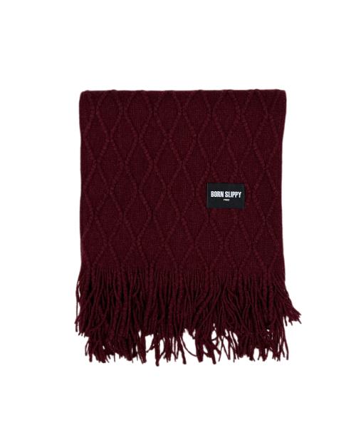 Soft Diamond Cable Tassel Muffler (Wine)