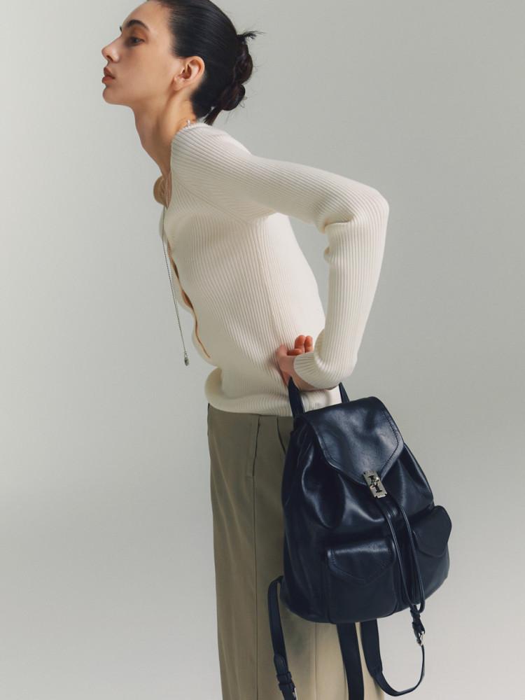 [vunque][고민시 PICK] Occam Doux Double pocket Backpack M (오캄 두 더블 포켓 백팩 미듐) Black_VQB21BP7001