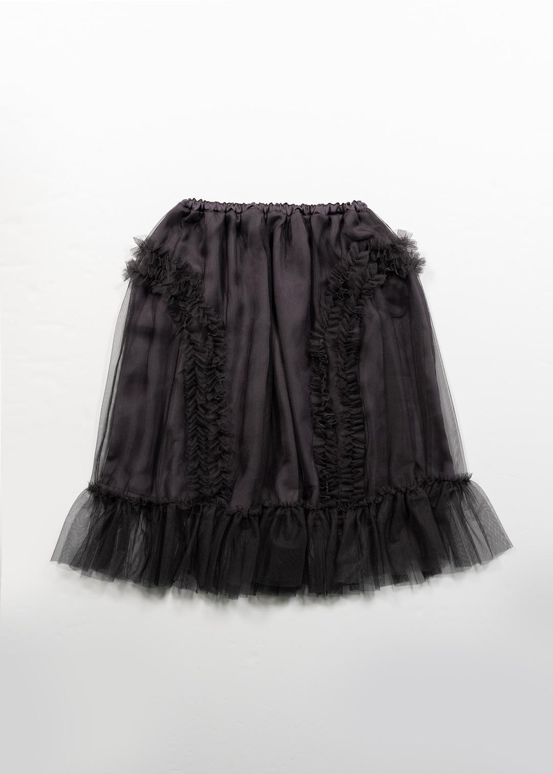 [10/20 출고] BANDING RUFFLE SHA SKIRT - BROWN CHARCOAL