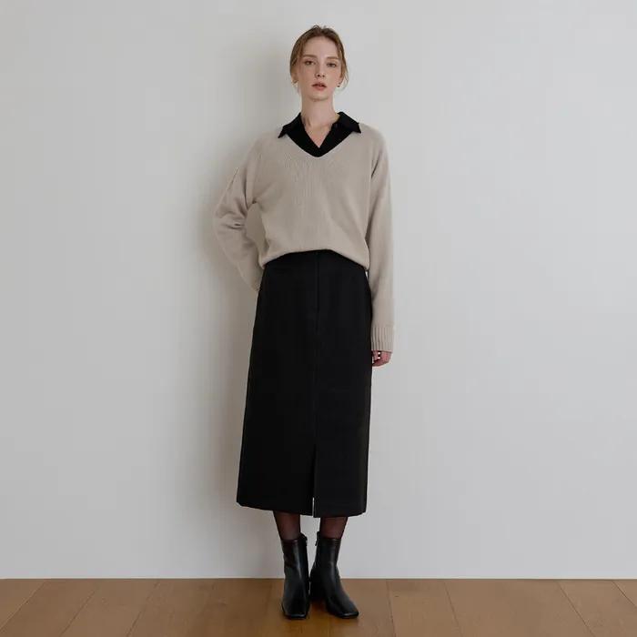 베르니 울 스커트 블랙