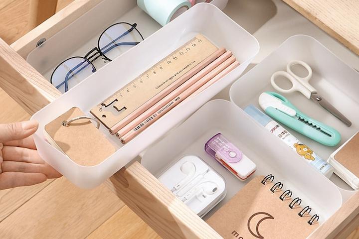 반투명 서랍 칸막이 정리함 책상 주방 정리 트레이 3size