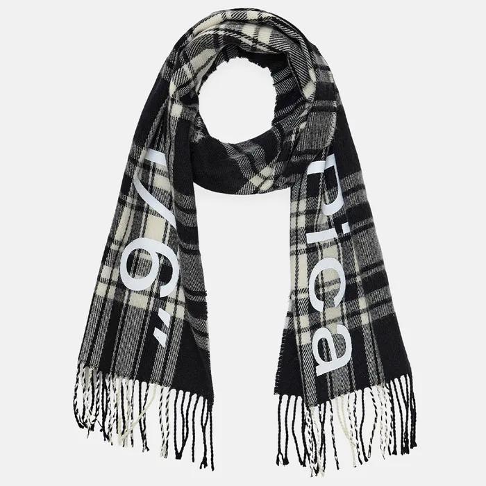 [11/26(수)예약배송] DOUBLE-SIDED LOGO TARTAN CHECKED MUFFLER (black)