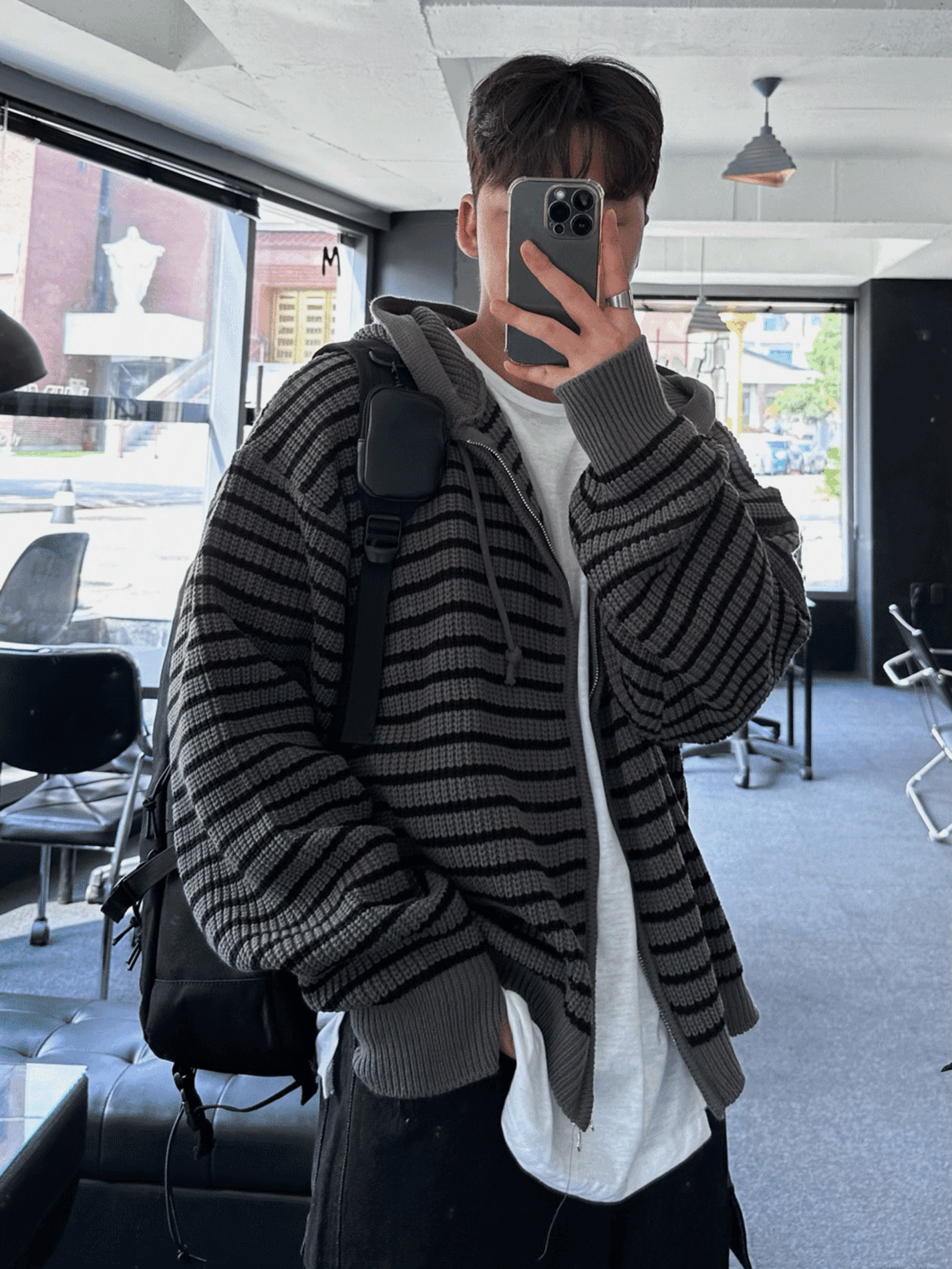 9. [문의폭주] 캔디 데일리 스트라이프 집업 투웨이 후드 니트