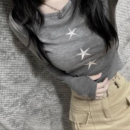 [y2k] 별 자수 빈티지 힙 긴팔 워머 티셔츠