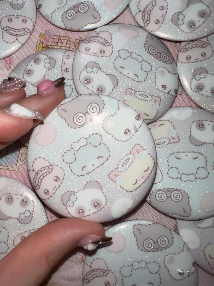 설기일러스트 글리터 원형 핀버튼 2종 선택