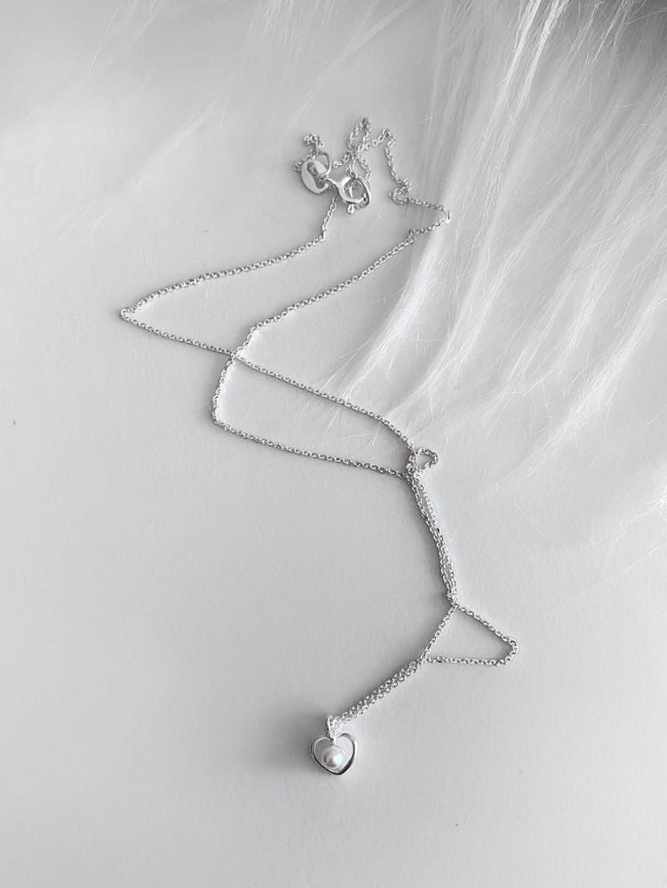 (silver925) heart pearl necklace 하트 목걸이 미니 목걸이