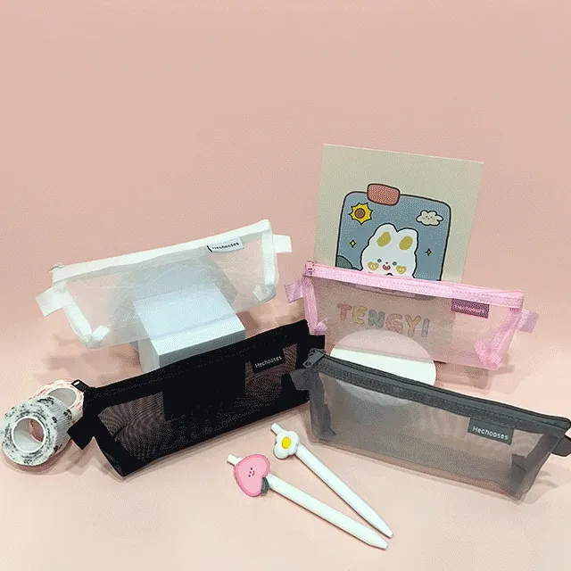 <BEST필통&파우치/1+1할인> 메쉬원포켓파우치 메쉬투포켓파우치 메쉬라벨필통 문구 취미 라이프 다용도파우치 학용품 필기구 수납파우치 메쉬파우치 최저가 초특가 새학기 개강 개학