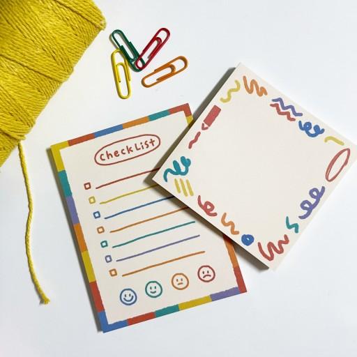 🖍알록달록 체크리스트&크레파스 떡메모지 2종
