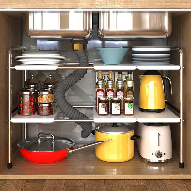 길이조절 싱크대 하부장 2단 선반 2colors