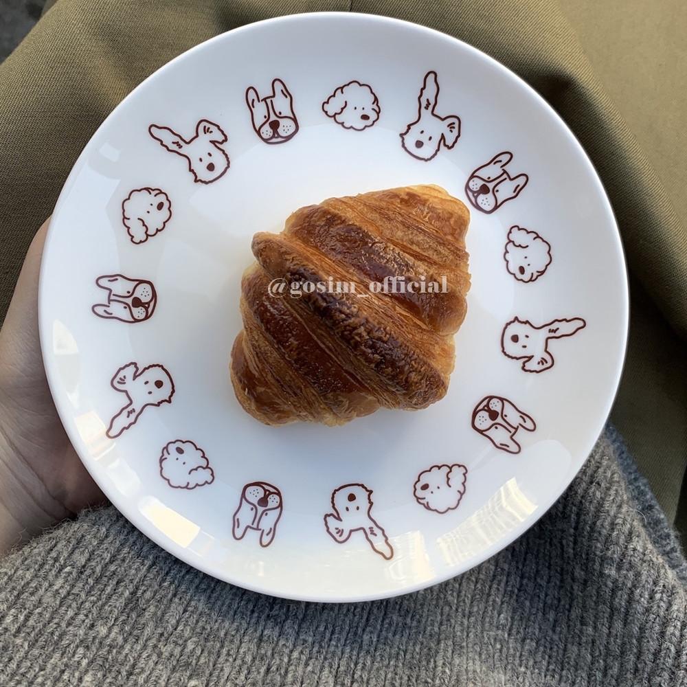 고심 강아지 접시 그릇 빈티지 본차이나 15.5cm 2color