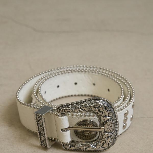 Ornate Metalwork Stud Belt (White)