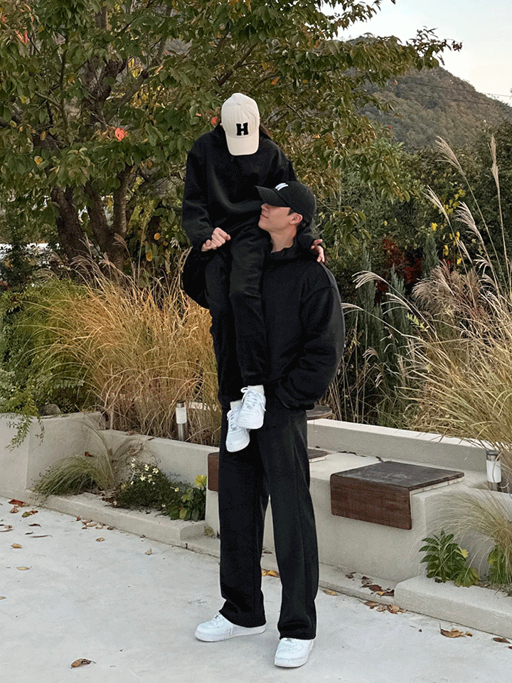 CP 소프트 베어 기모 반집업+세미와이드&조거팬츠 셋업