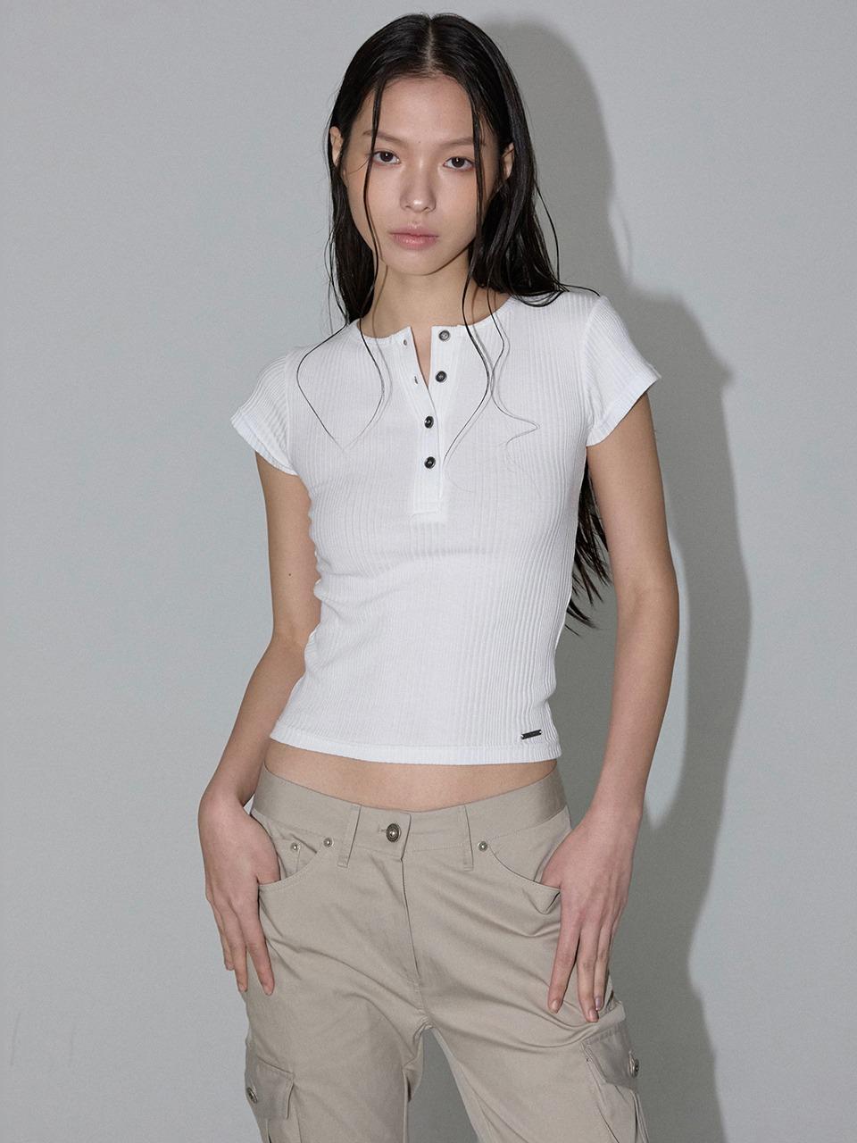 [3rd Reorder] Silvery Button Top (white)