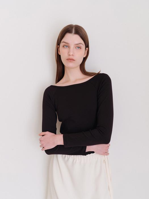 Base boat-neck t-shirt (Black)