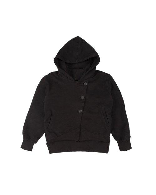 HIGH NECK HOOD ZIP UP BLACK