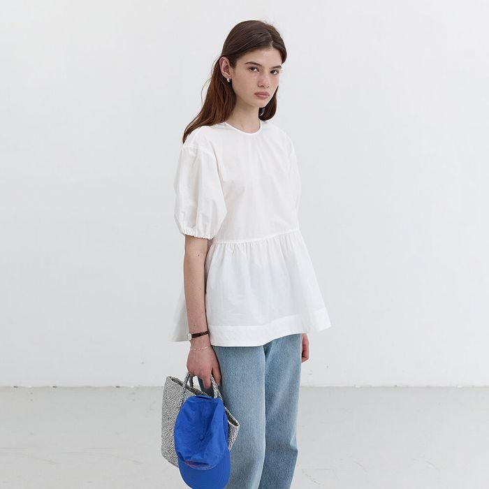 RIBBONED BACK SLIT BLOUSE WHITE_UDBL5B227WT
