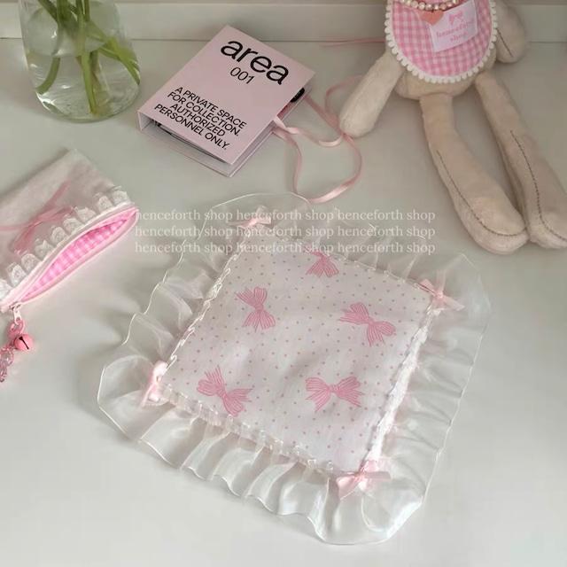 【予約】おリボンコースター　オーガンジーフリル　インテリア雑貨 インテリア小物 カフェグラス 韓国カフェ風 お家カフェ韓国雑貨 カフェ風 韓国インテリア