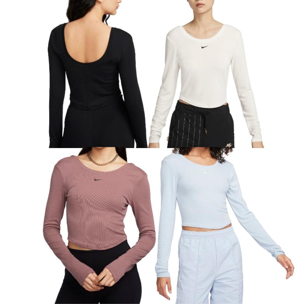 국내매장판 나이키 여성 니트 스쿱 백 긴팔 골지 크롭 탑 FN3662-010 133 440