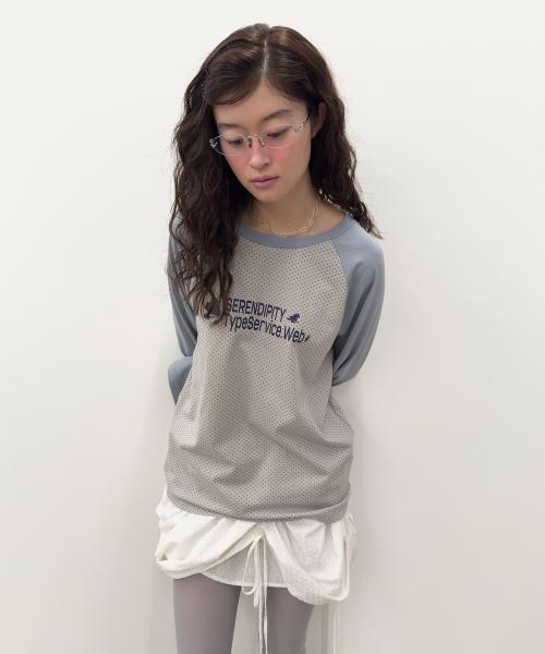 Dotted Raglan Top [Blue]
