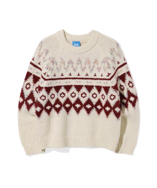 여성 노르딕 패턴 스웨터[IVORY](UABLK4A)