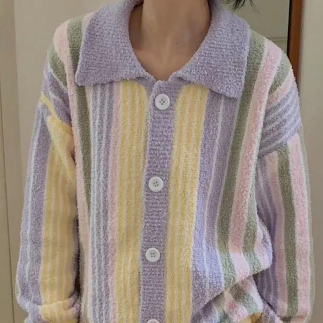 팔레트 스트라이프 수면 잠옷 홈웨어 상하세트 (2colors)