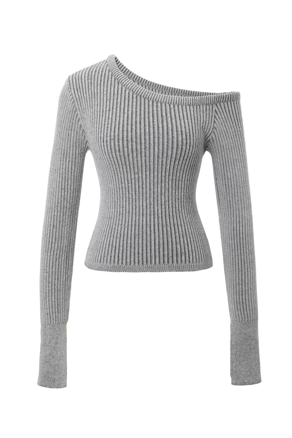 [ODDONEOUTXKHAKIPOINT] UNBAL COMBI KNIT TOP CHACOAL