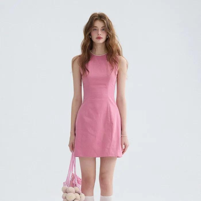 슬림 코튼 미니원피스 핑크