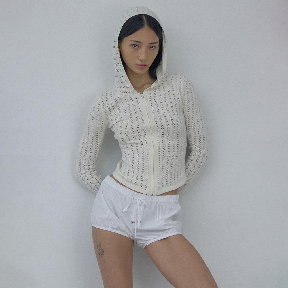 [HAGO 단독]Eyelet Zip-Up Hoodie Ivory