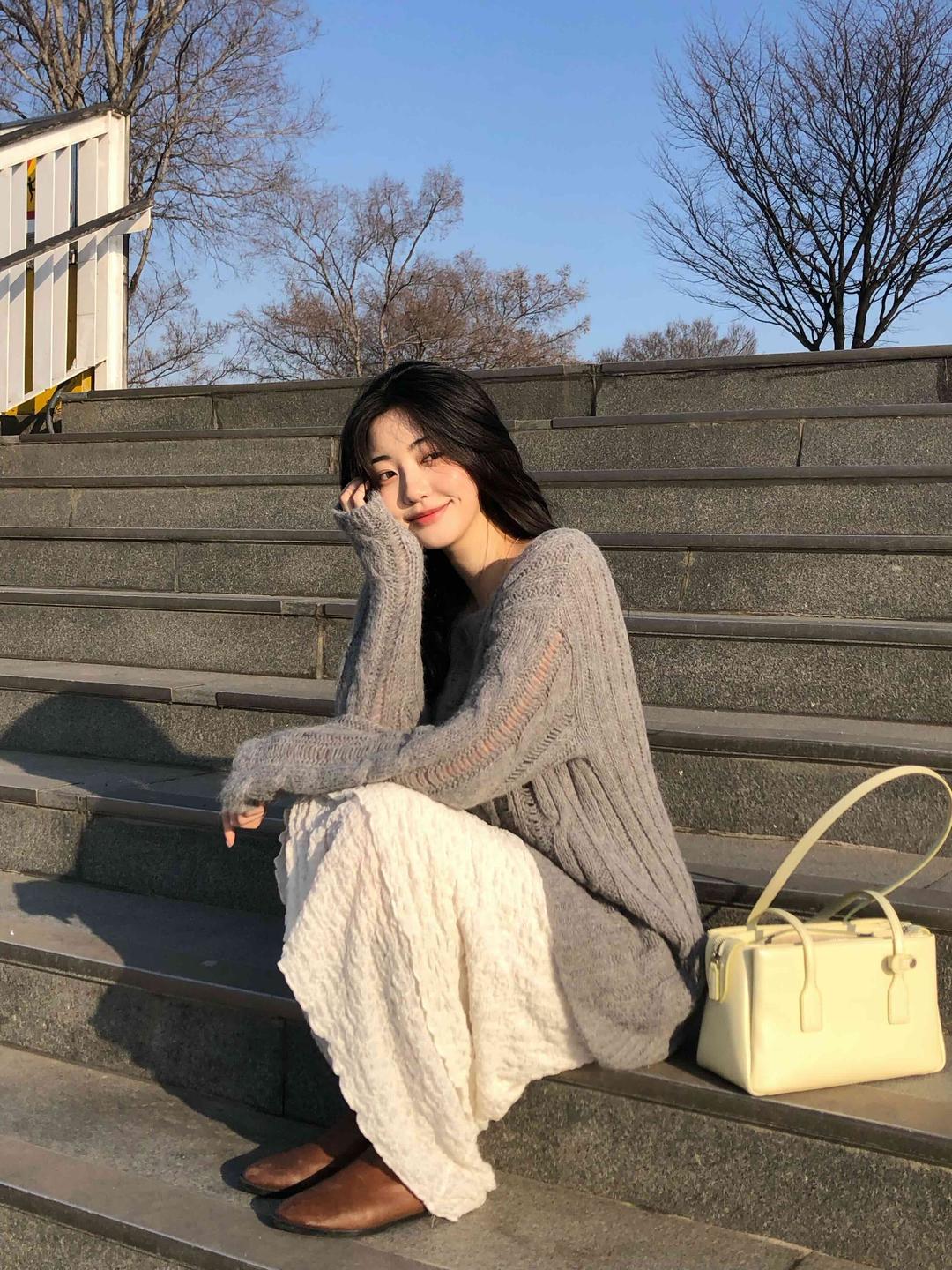 스프링 클라우디 롱 스커트_화이트