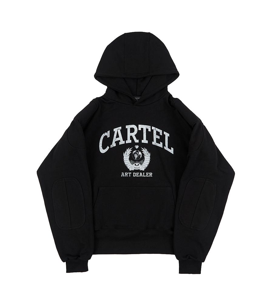 Cartel Shoulder Padded Heavy Terry Hoodie - Black