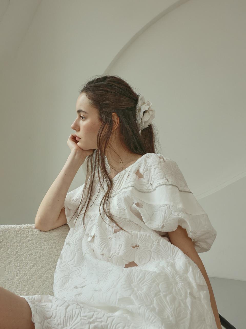 Pintuck jacquard raglan dress