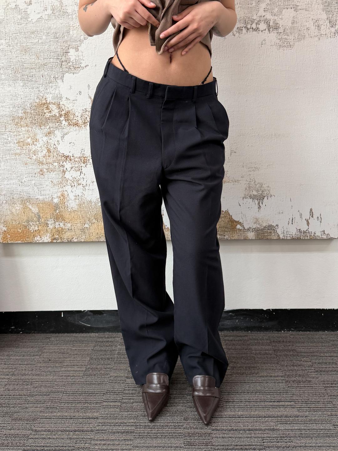 395. Deep charcoal pintuck slacks