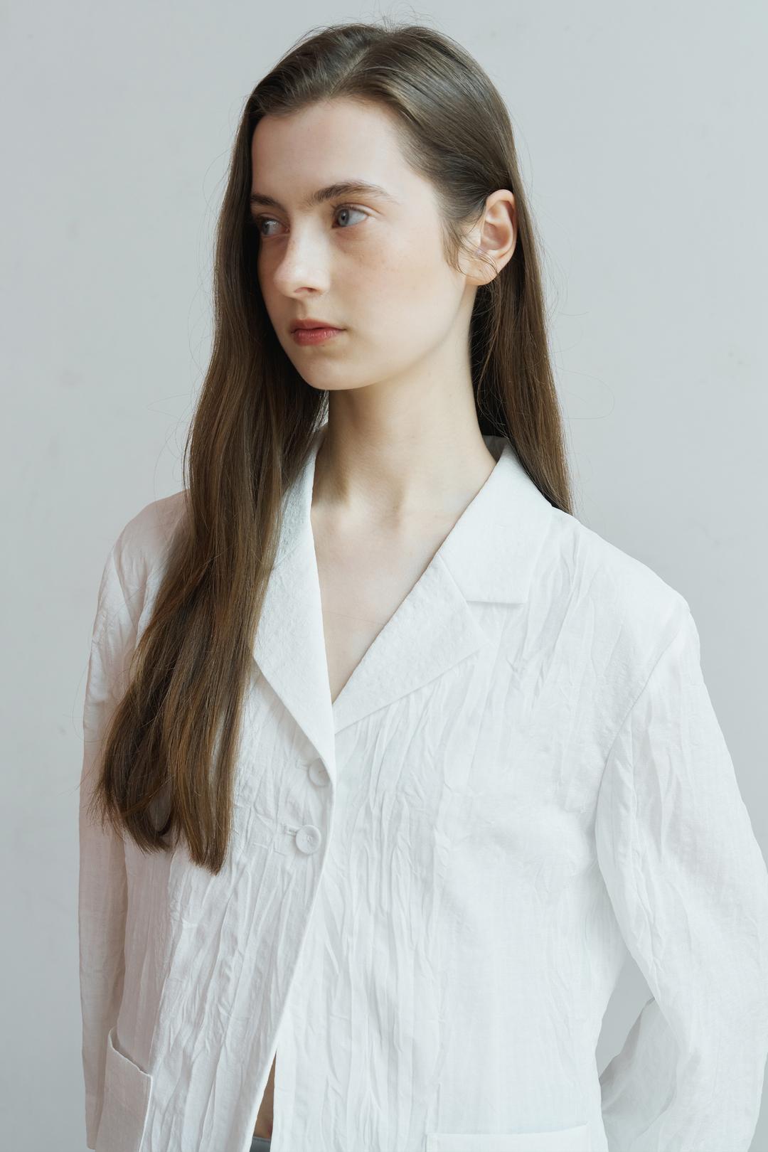 Wrinkle Two Button Jacket (White)
