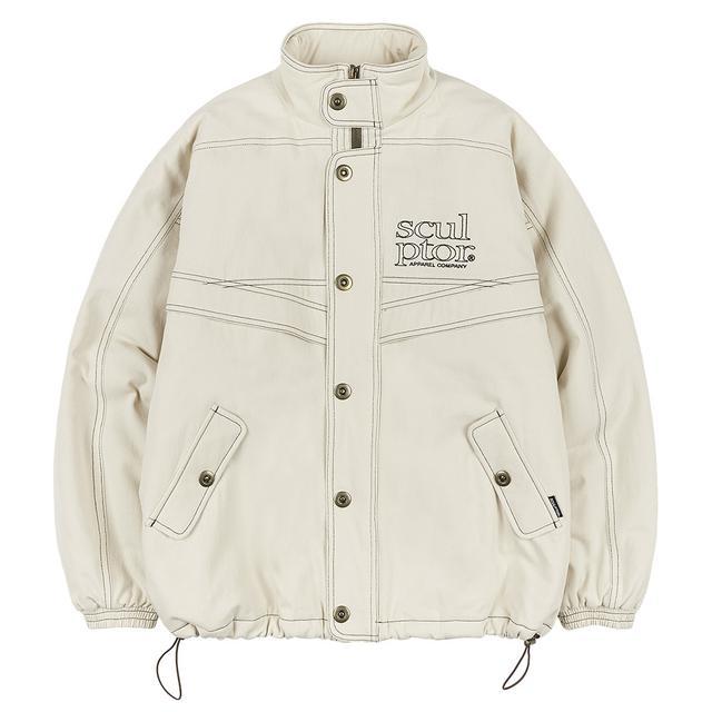 Contrast Stitch Work Jacket Cream