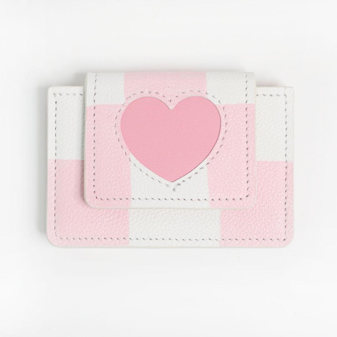 'shape of' wallet - pink check