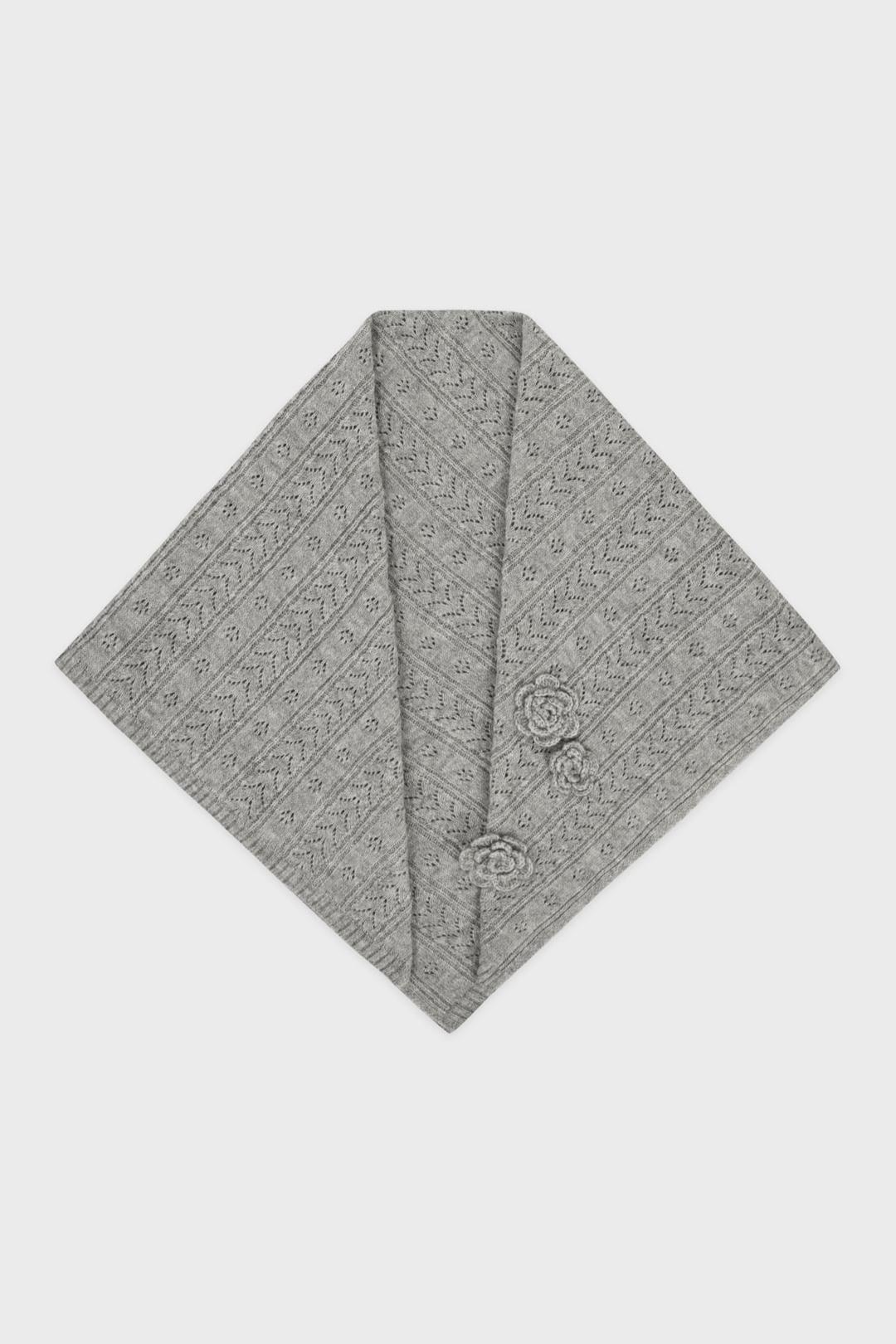 Flower Punching Knit Muffler (Melange Grey)