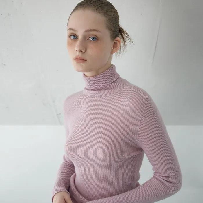 WOOL TURTLENECK PULL-OVER_BABY PINK
