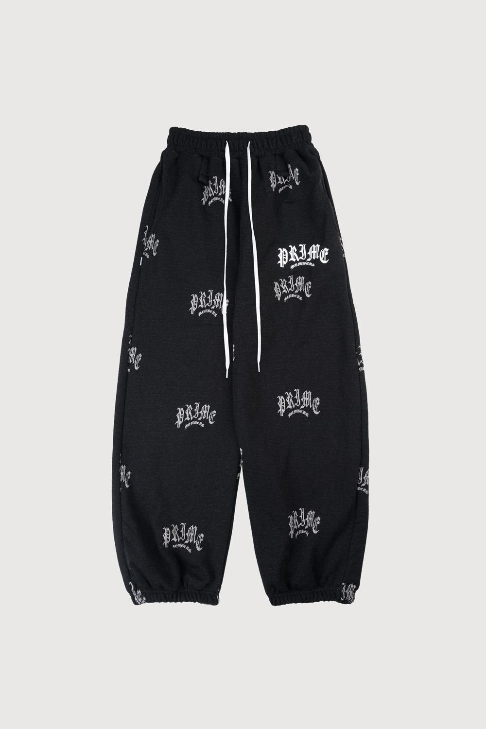 Jacquard Wide Joggers Black