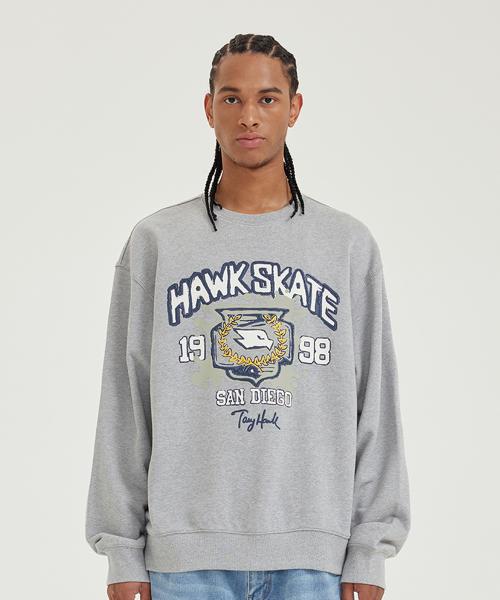 호크 컬리지 그래픽 맨투맨 멜란지 그레이