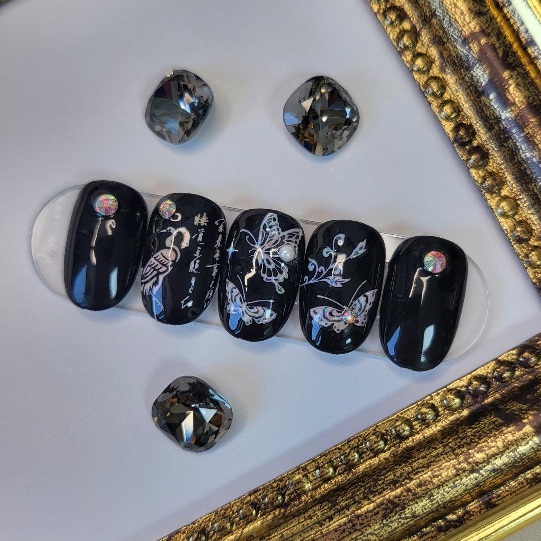 레인보우네일 <신상할인>이벤트3P무료!!블랙자개 수제네일팁