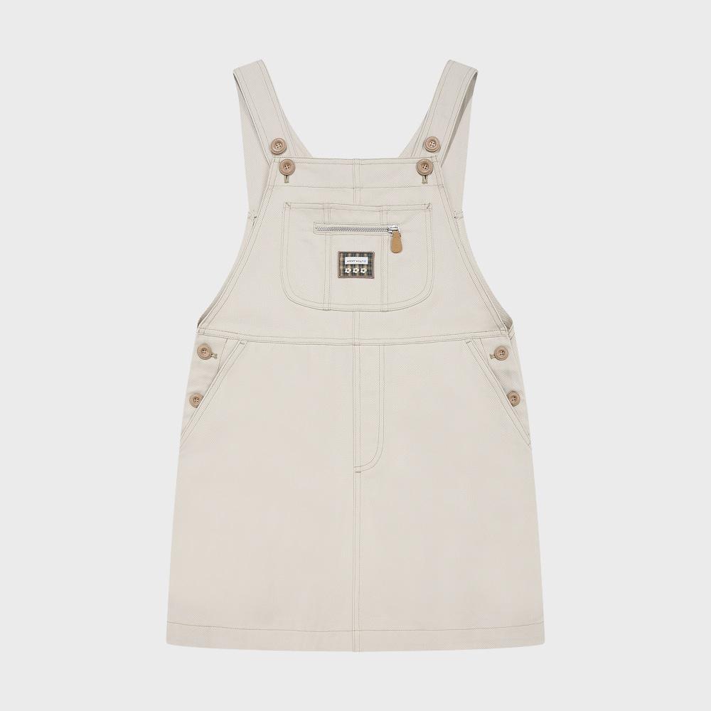 우먼스 체크 릴리 오버롤 원피스 에크루