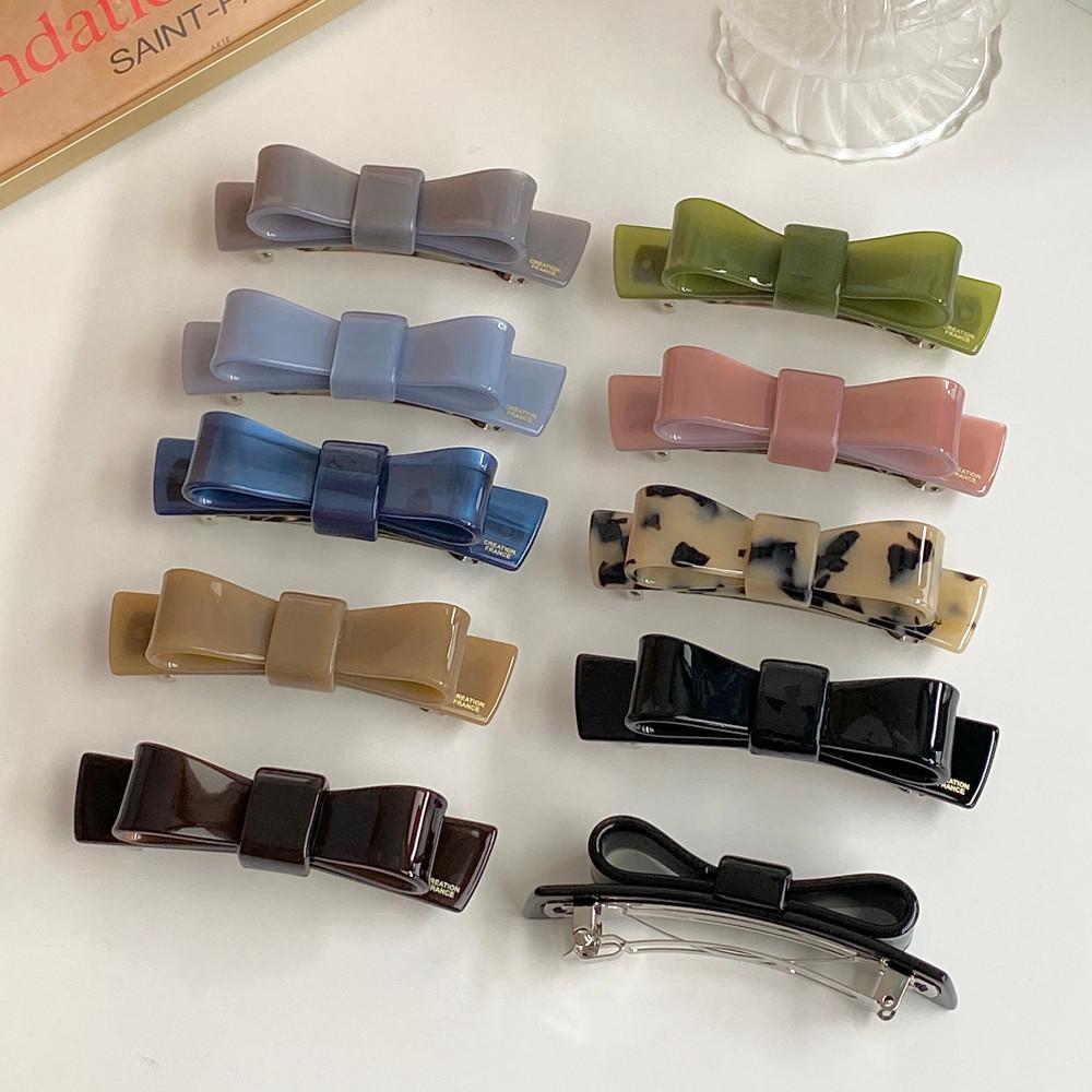 프랑스핀 헤이즈 입체 리본 자동핀 셀룰로오스 반묶음 포니테일 (9컬러)