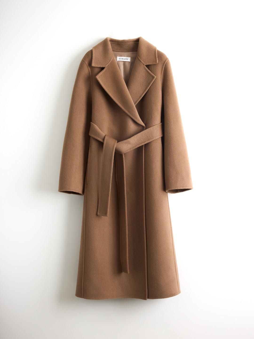 노을 캐시미어 핸드메이드 로브 코트 (카멜)