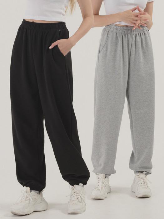 [2 PACK] 클래식 와이드 조거 스웨트팬츠 (2color)